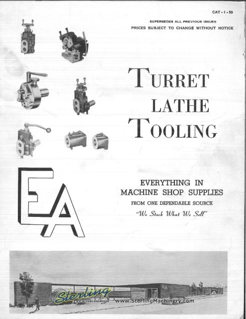 Warner and Swasey Turret Lathe Tooling Brochure - Sterling ...