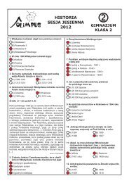 OLIMPUS Sesja jesienna 2012 - Historia, kl. 2 Gimnazjum