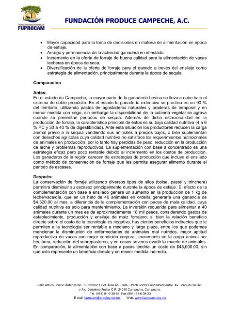 FUNDACIÃN PRODUCE CAMPECHE, A.C. - Cofupro