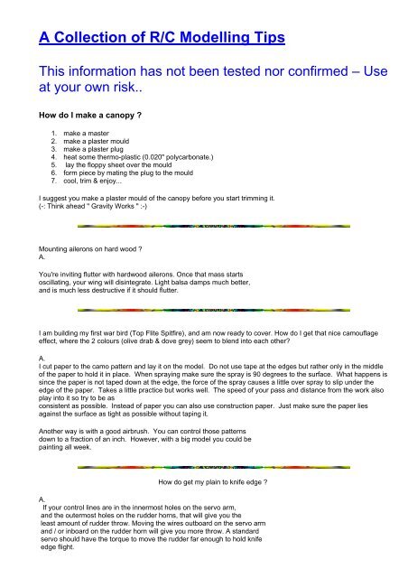 A Collection of R/C Modelling Tips - RC World