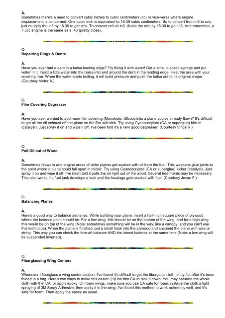 A Collection of R/C Modelling Tips - RC World