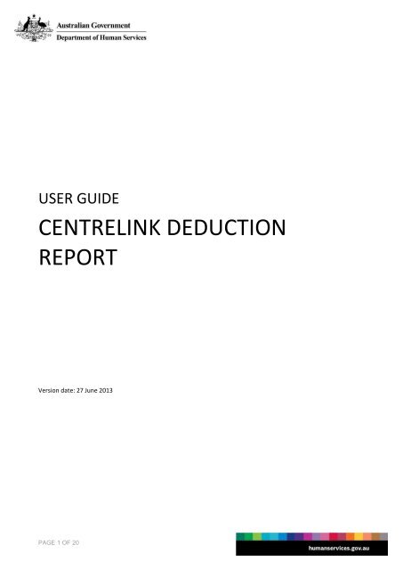 Centrelink Deduction Report Department Of Human Services