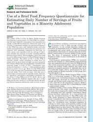 Use of a Brief Food Frequency Questionnaire for Estimating Daily ...