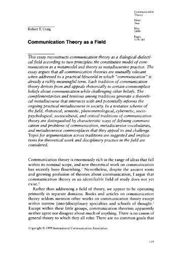 Communication Theory as a Field - STES