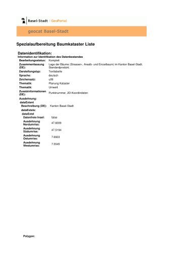 Spezialaufbereitung Baumkataster Liste - Stadtplan - Kanton Basel ...