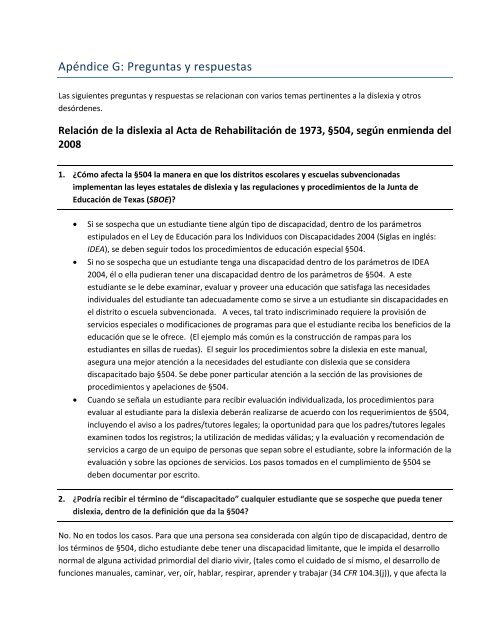 MANUAL SOBRE LA DISLEXIA - Region 17