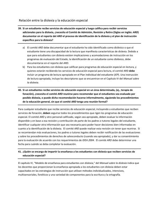 MANUAL SOBRE LA DISLEXIA - Region 17