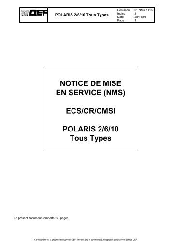 NOTICE DE MISE EN SERVICE (NMS) ECS/CR/CMSI ... - DEF