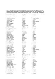List of the signatories of the Memorandum 2001: â€œEconomic Policy ...