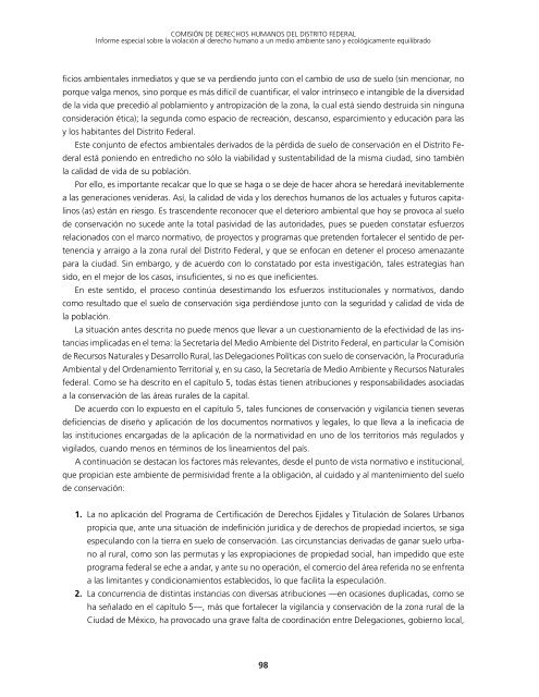 informe CDH DF suelo conservación - Procuraduría General de ...