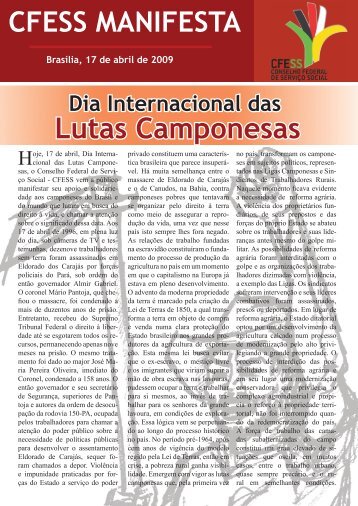 Leia aqui o CFESS Manifesta sobre as lutas camponesas