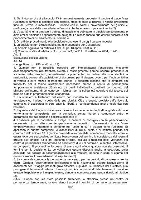 DECRETO LEGISLATIVO 25 luglio 1998, n. 286 ... - Governo Italiano