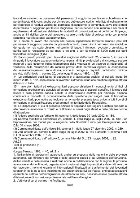 DECRETO LEGISLATIVO 25 luglio 1998, n. 286 ... - Governo Italiano