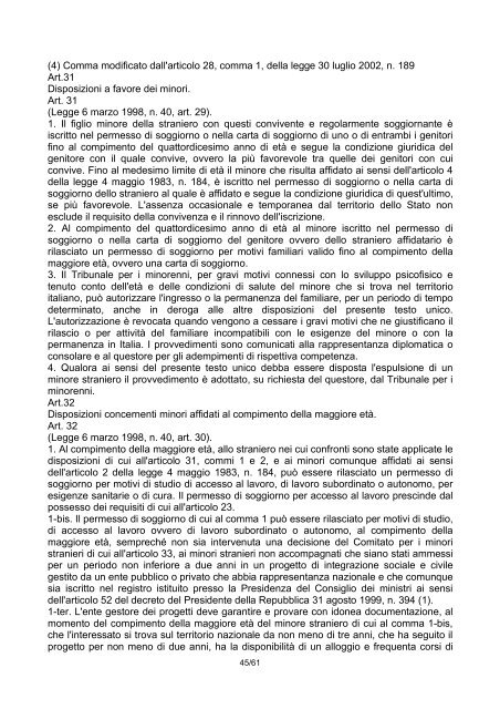 DECRETO LEGISLATIVO 25 luglio 1998, n. 286 ... - Governo Italiano