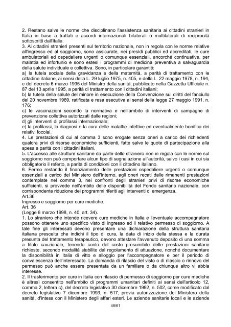 DECRETO LEGISLATIVO 25 luglio 1998, n. 286 ... - Governo Italiano