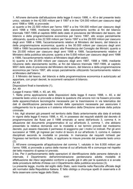 DECRETO LEGISLATIVO 25 luglio 1998, n. 286 ... - Governo Italiano