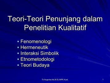 Teori Penunjang dalam Penelitian Kualitatif