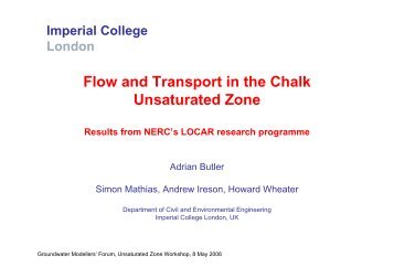 Flow and Transport in the Chalk Unsaturated Zone: Results from ...