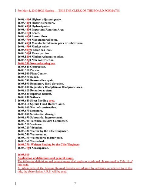 underline-strikeout version of the final draft ordinance - Pima County ...