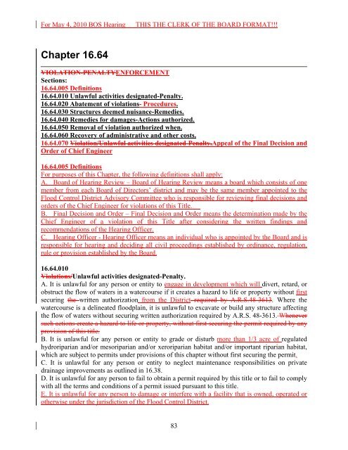 underline-strikeout version of the final draft ordinance - Pima County ...