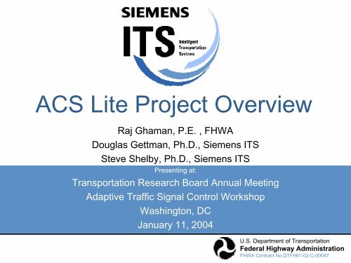 ACS Lite Project Overview - Traffic Signal Systems Committee