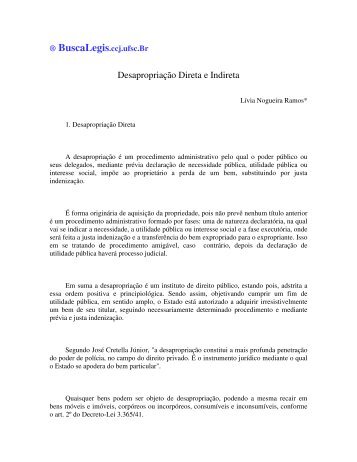 DesapropriaÃ§Ã£o Direta e Indireta - BuscaLegis