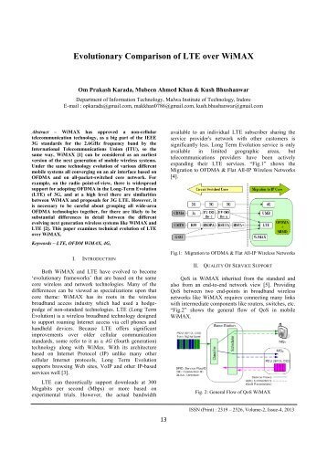 Evolutionary Comparison of LTE over WiMAX - IRD India