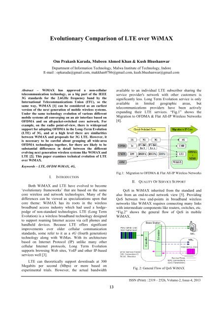 Evolutionary Comparison of LTE over WiMAX - IRD India