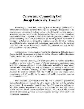 Career and Counseling Cell Jiwaji University Gwalior STUDENT'S ...