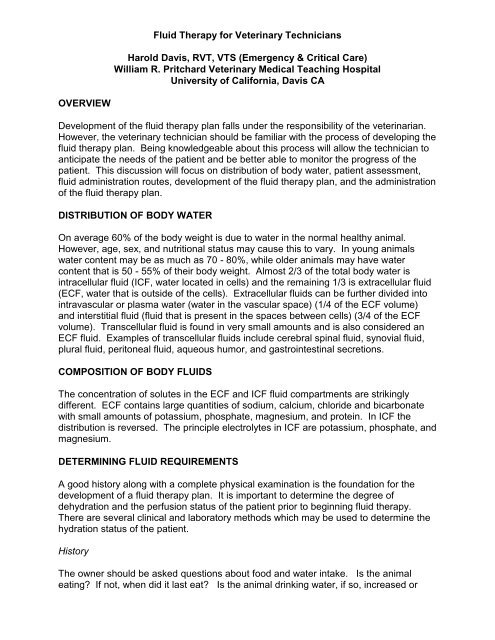 2 Fluid Therapy For Veterinary Technicians