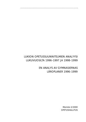 Lukion opetussuunnitelman analyysi 1996-1997 ja ... - Opetushallitus