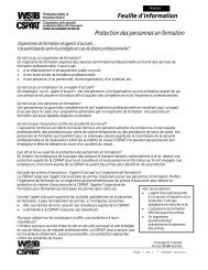 Protection des personnes en formation - wsib