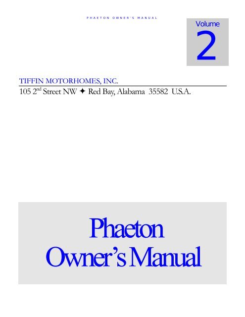 2012 Phaeton Owner's Manual - Tiffin Motorhomes