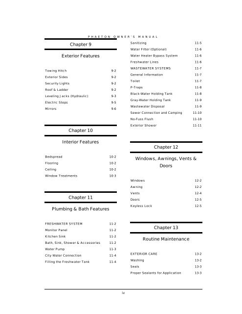 2012 Phaeton Owner's Manual - Tiffin Motorhomes