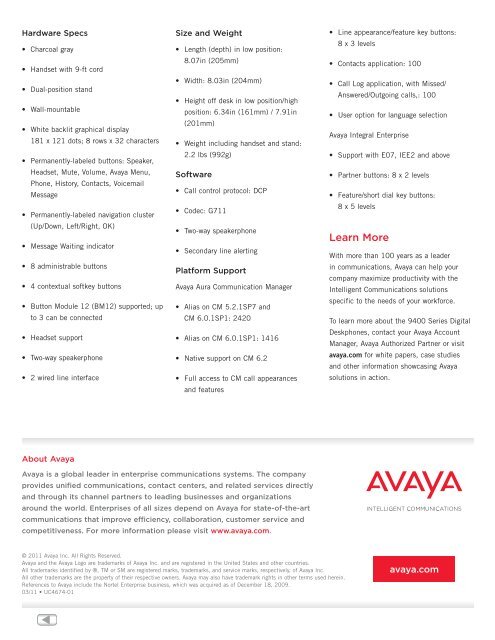 Avaya 9408 Digital Deskphone