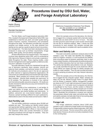 PSS-2901 Procedures Used by OSU Soil, Water ... - OSU Fact Sheets