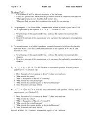 Page 1 of 10 MATH 120 Final Exam Review Revised: SPRING 2013 ...