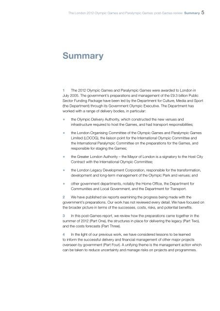 Executive summary (pdf - 79KB) - National Audit Office