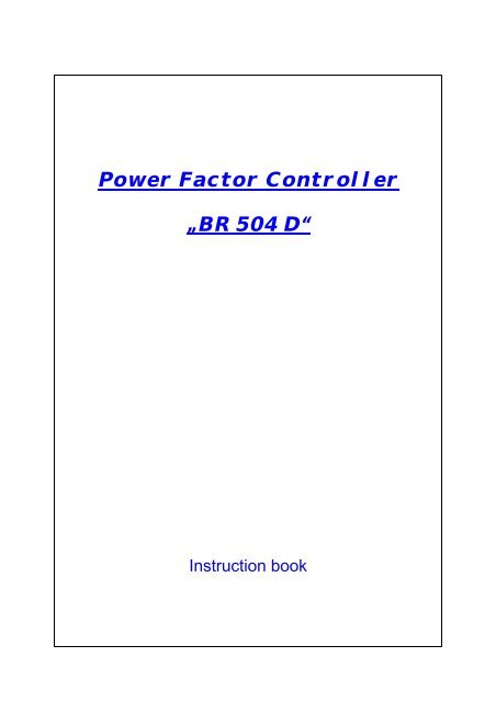 Power Factor Controller â BR 504 Dâ - Ebehako-Electronic GmbH