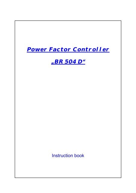 Power Factor Controller âBR 504 Dâ - Ebehako-Electronic GmbH