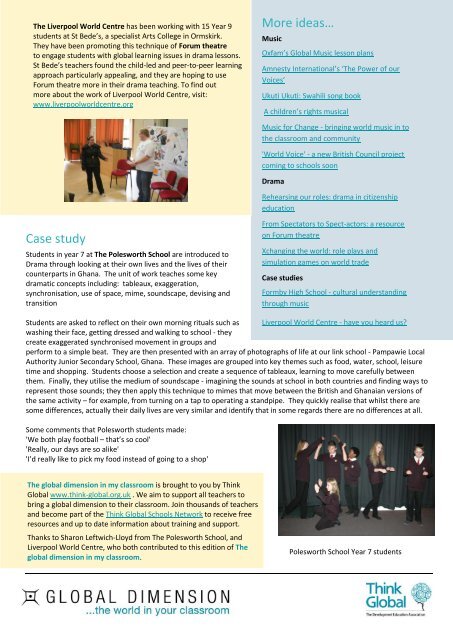 Global Learning in Drama and Music - Support