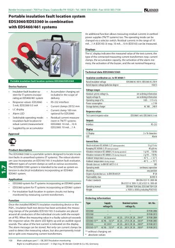 Portable insulation fault location systems EDS3060/EDS3360 - Bender