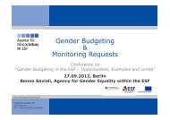 Monitoring requirements for gender budgeting within the ESF Benno ...