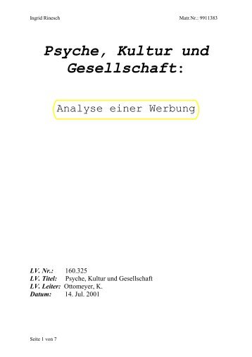 Psyche, Kultur und Gesellschaft: