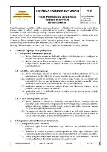 V 34 RÄ«gas PedagoÄ£ijas un izglÄ«tÄ«bas vadÄ«bas akadÄmijas ... - rpiva