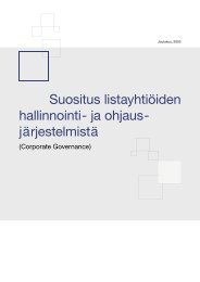 Suositus listayhtiÃ¶iden hallinnointi- ja ohjaus- jÃ¤rjestelmistÃ¤