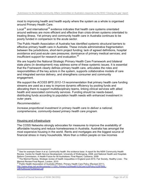 Joint COSS submission to the Senate on Social Determinants of ...