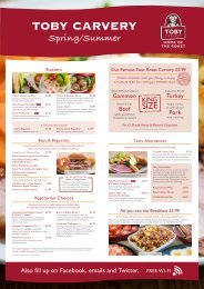 Carvery menu - Toby Carvery