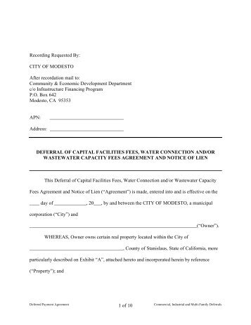 Standard Deferred Payment Agreement & Notice of ... - City of Modesto
