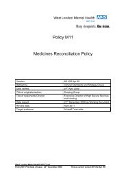 Medicines Reconciliation - West London Mental Health NHS Trust